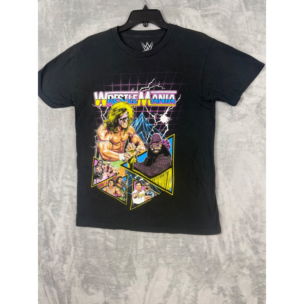 WWE Wrestlemania Shirt Mens Small Black Graphic Tee Ultimate Warrior Savage
